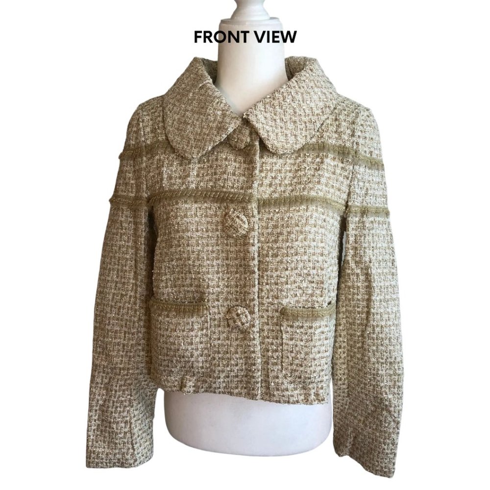 SALE!!!!! NWT Ryu Beige Tweed Jacket with Gold Trim
